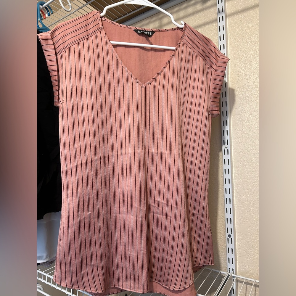 Express Pink Ribbed Relaxed Blouse